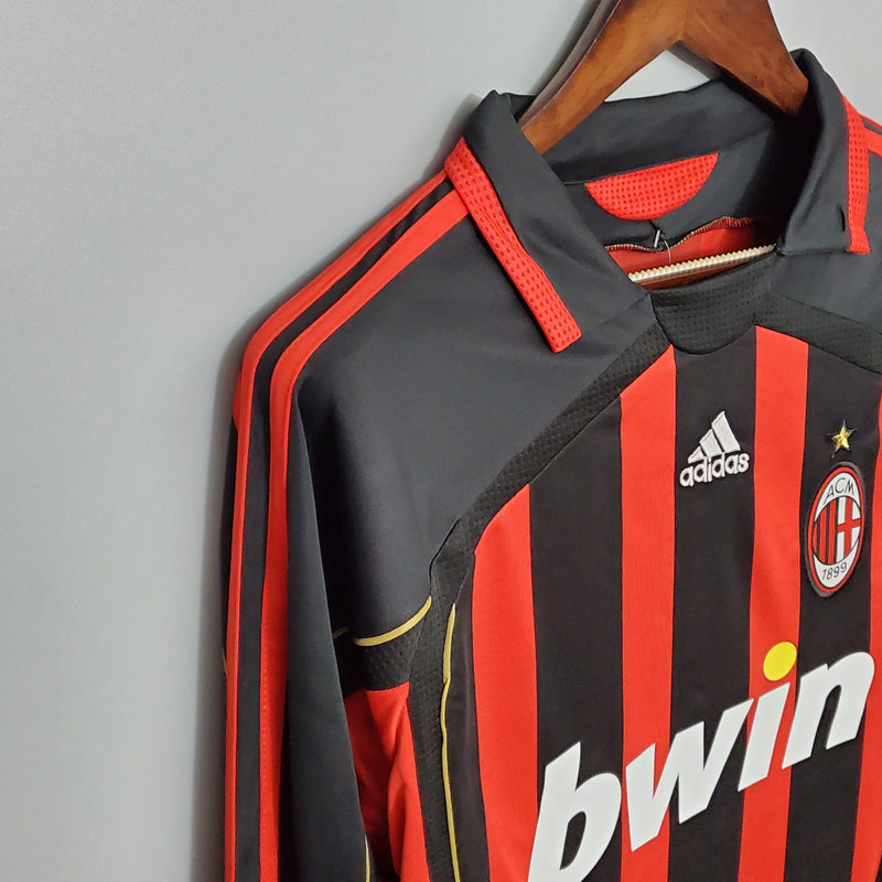 Camisa Manga Longa Milan 06/07 Adidas - Preto e Vermelho