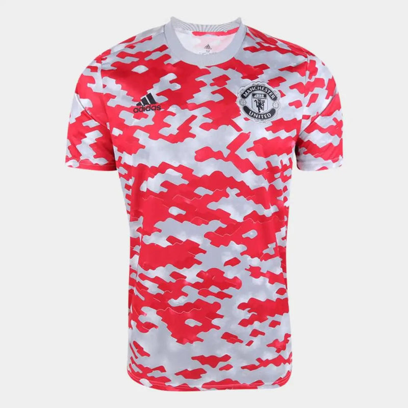 Camisa Pré-jogo Manchester United 21/22 Adidas - Branco e Vermelho