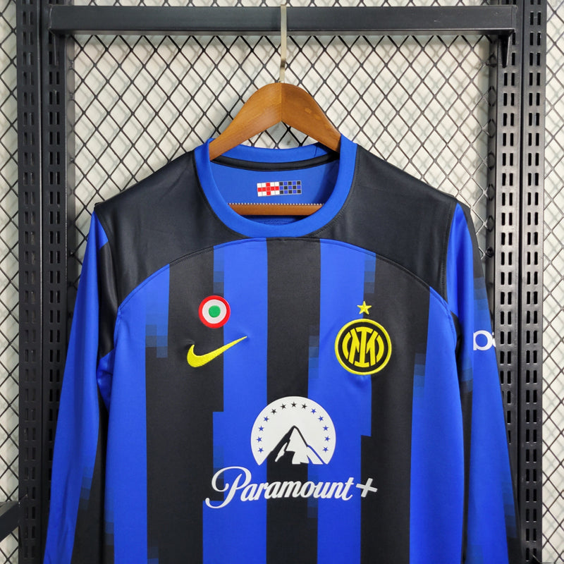 Camisa Manga Longa Inter de Milão I 23/24 Nike - Azul e Preto